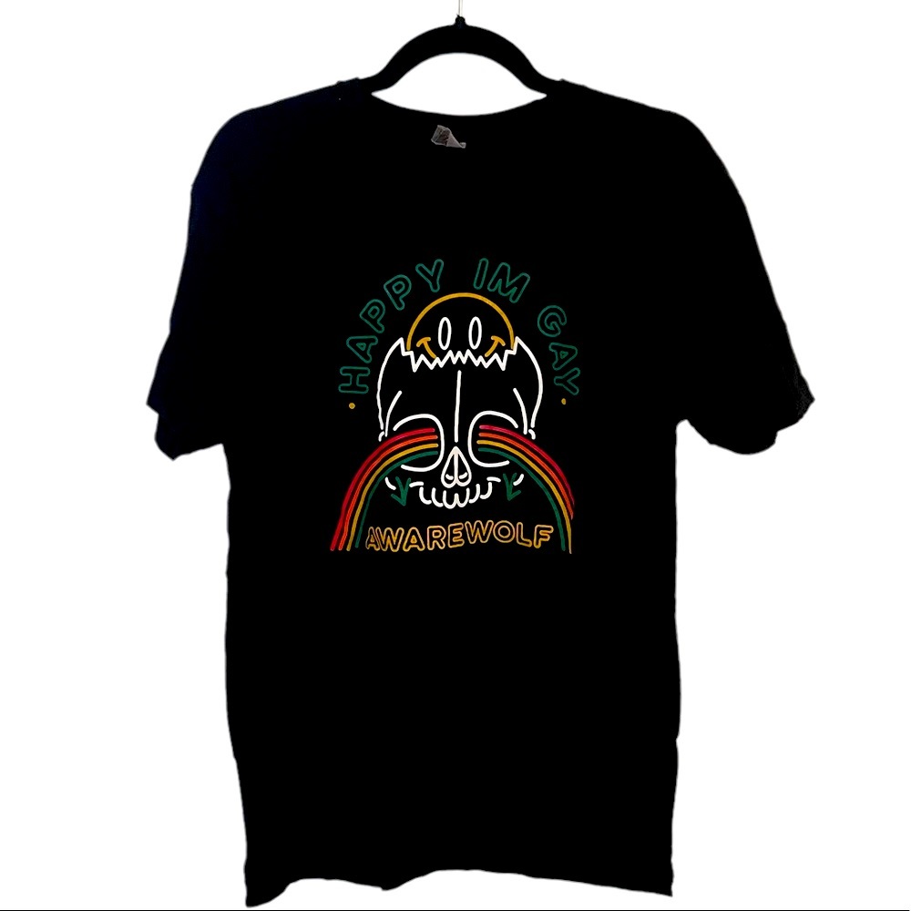 Awarewolf Happy I’m Gay Short Sleeve Tee Size Medium